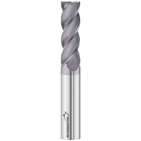 4-Flute - 38° Helix - 3000 Intimidator HP End Mills, FC18, RH Spiral, Square, Extra-Long, 1/2